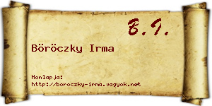 Böröczky Irma névjegykártya