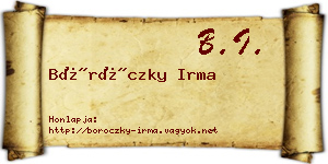 Böröczky Irma névjegykártya